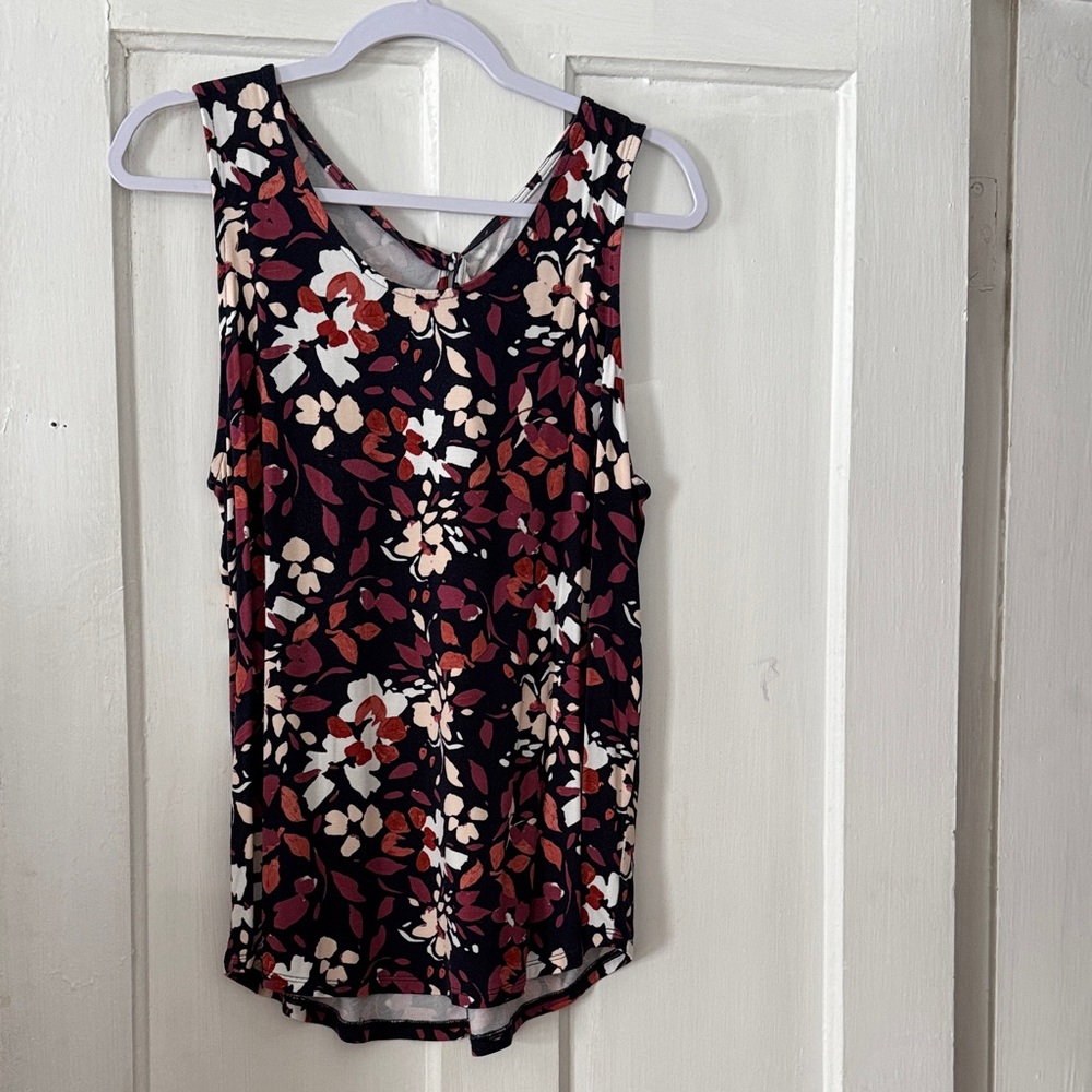 Market & Spruce Floral Tank Top - Black and Red